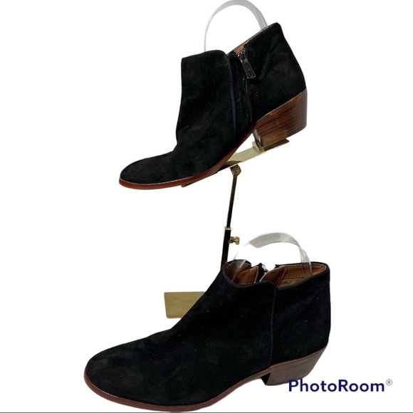 - Sam Edelman black velvet boots size 7 leather upper - Picture 1 of 12